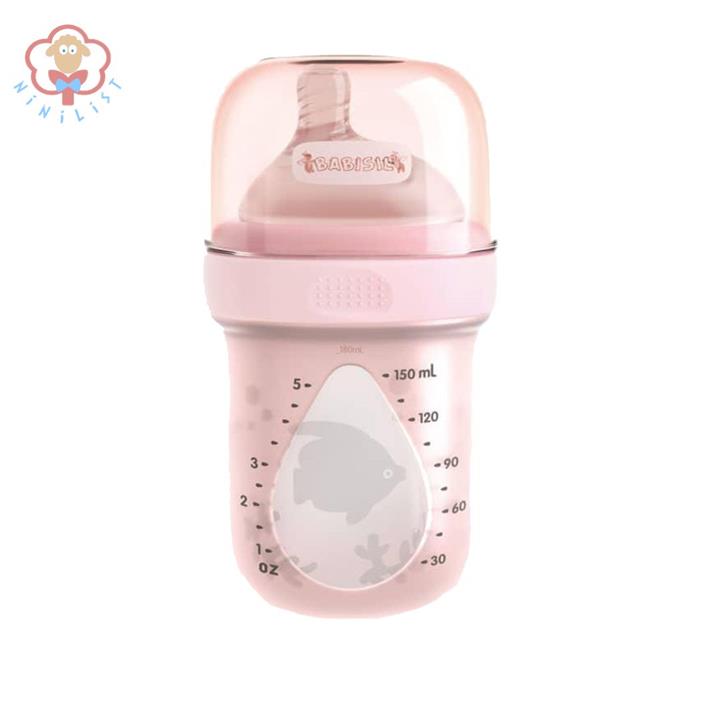 شیشه شیر سیل باتل صورتی babisil بی بی سیل